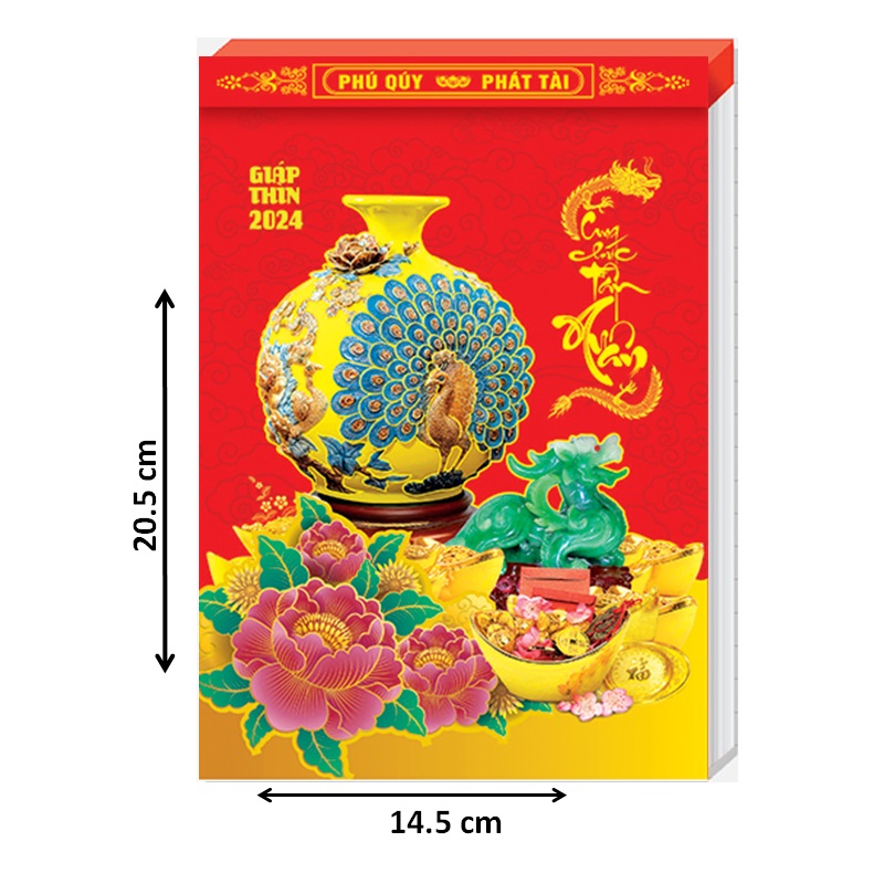 Lịch Bloc rời - Bloc lịch đại, kích thước 14,5 x 20,5 cm – Không bìa