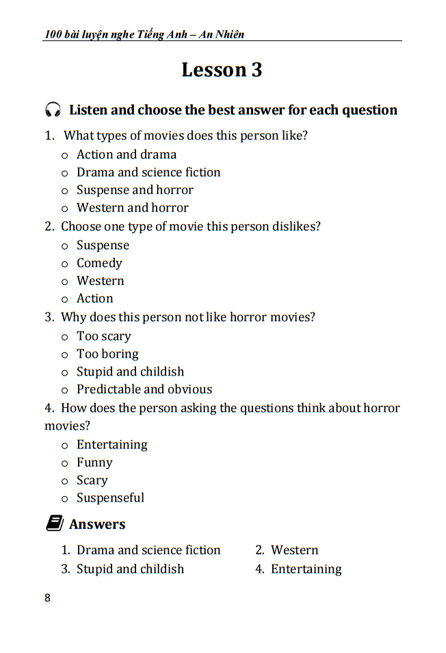 Sách 100 Bài Luyện Nghe Tiếng Anh