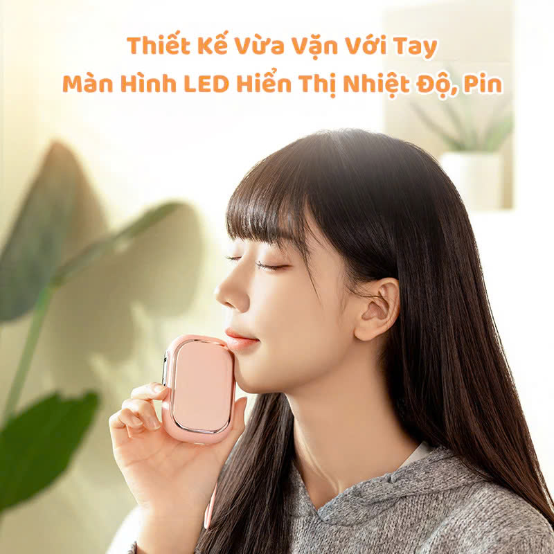 Máy Sưởi Ấm Mini Cầm Tay Kết Hợp Sạc Hiển Thị Đèn LED 3 Mức Nhiệt Và % Pin Văn Phòng Du Lịch Dã Ngoại Phượt - Hàng Nhập Khẩu