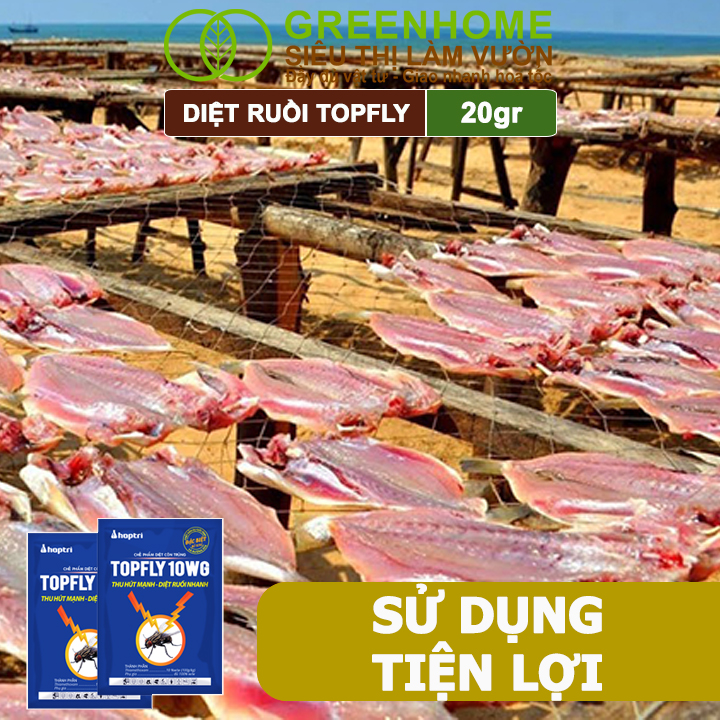 Thuốc Diệt Ruồi Greenhome, Topfly 10wg, Gói 20gr, Thu Hút Mạnh, Diệt Ruồi Nhanh, Hiệu Quả, An Toàn, Tiết Kiệm