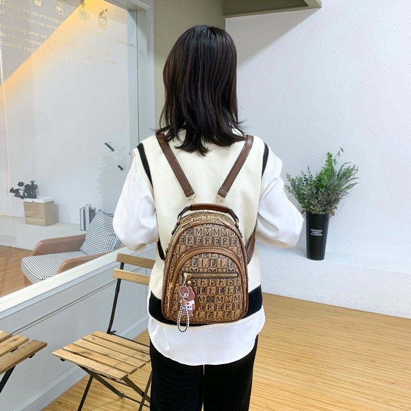 Balo mini nam nữ MiiZzu hoạ tiết thời trang siêu chuẩn da đẹp nhiều ngăn khoá tiện lợi thích hợp đi chơi đi học size 20cm