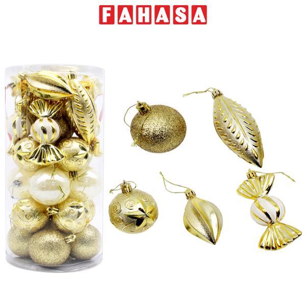 Hộp 30 Trái Châu Trang Trí Giáng Sinh - LI02-D - Màu Vàng Gold
