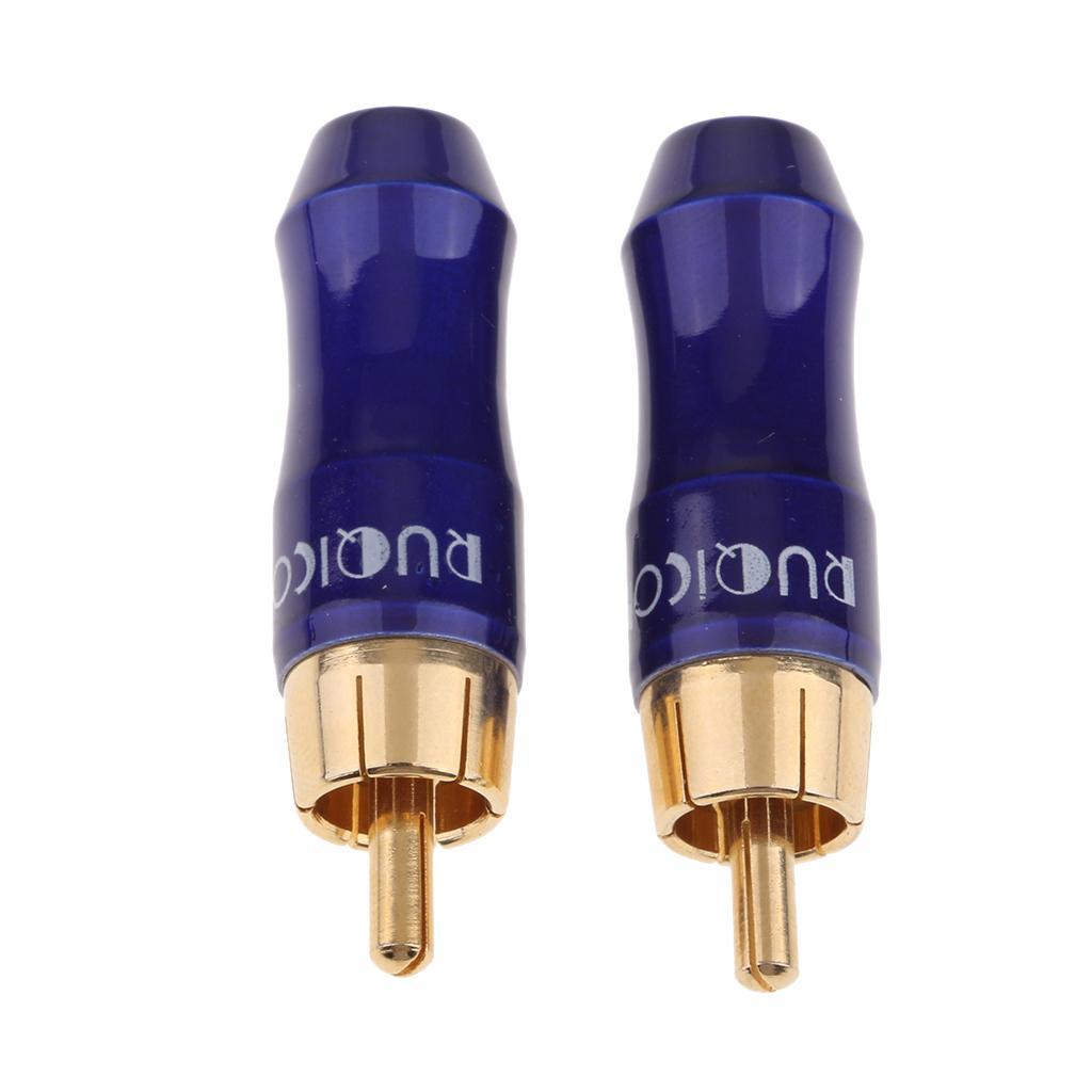2-piece Gold Plated RCA Male Plug Connector Audio Video Cable Adapter