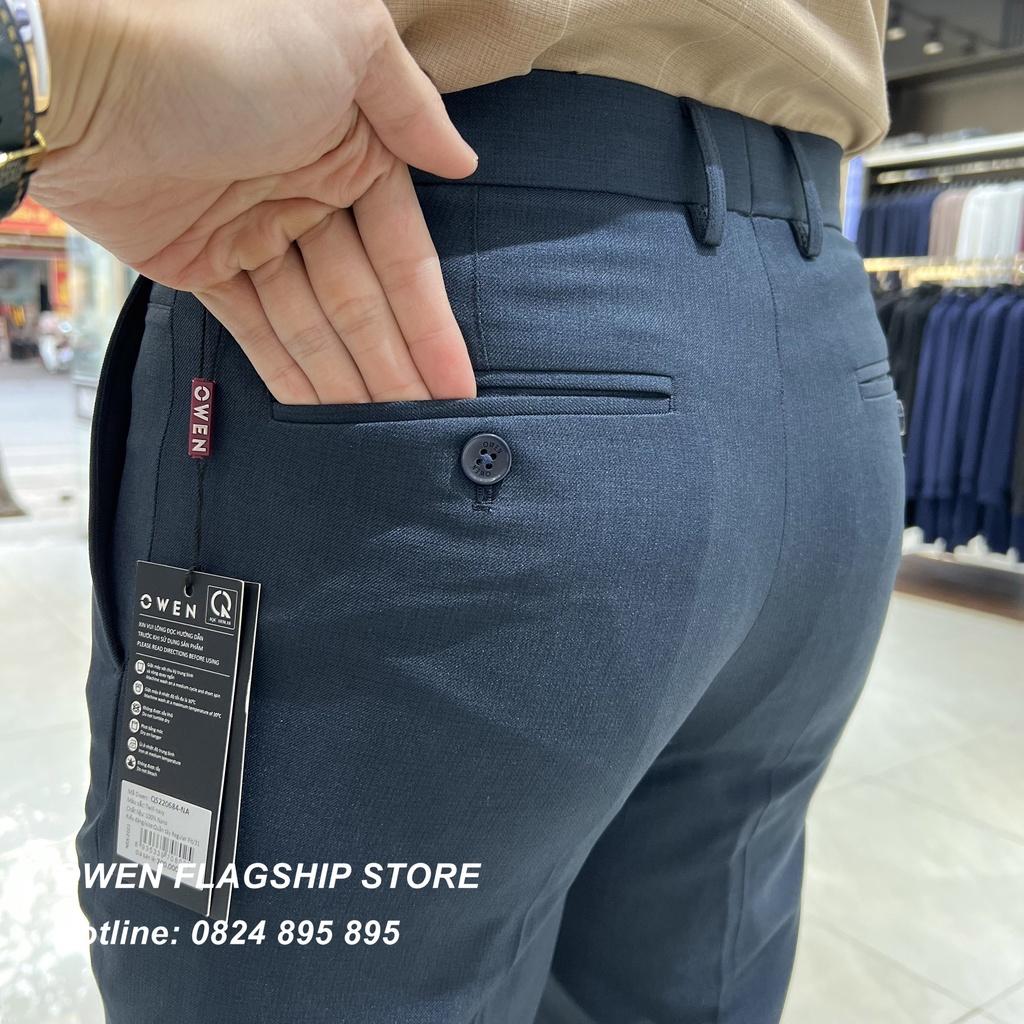 OWEN - () Quần âu nam công sở dáng Slimfit màu navy trơn mã QS220684