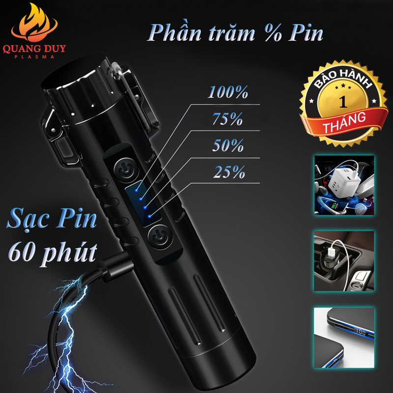 Bật lửa điện độc lạ tạo plasma 4 tia tích hợp dao cạo râu điện sạc pin tiện lợi tiện ích