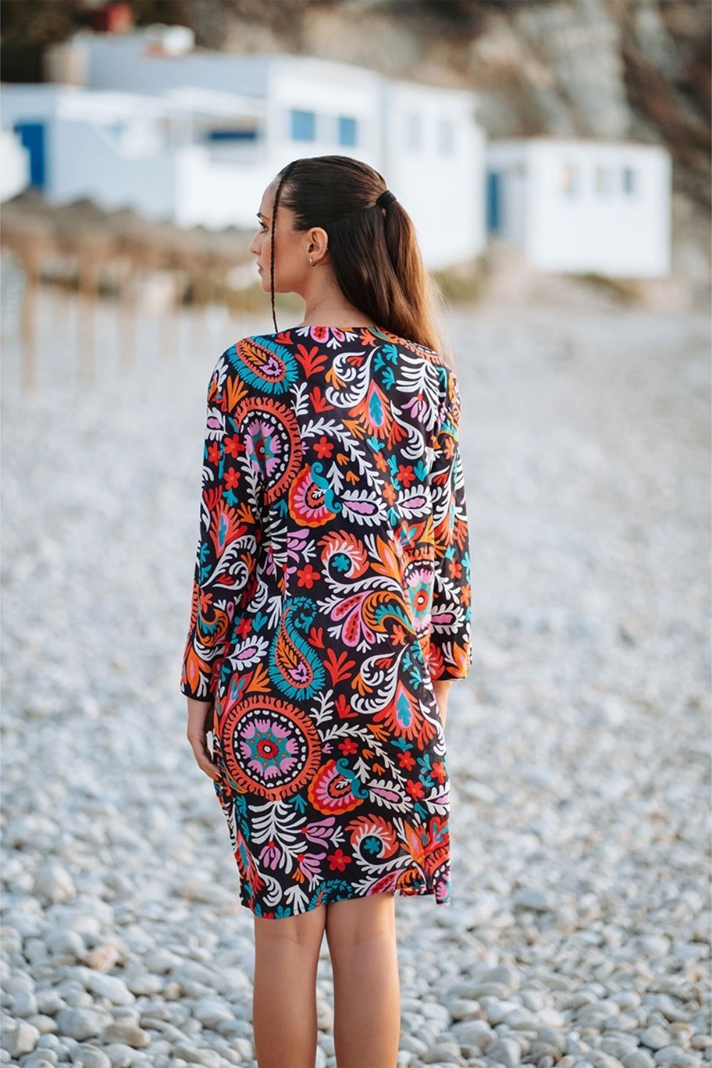 Đầm Xẻ Tà Kết Cườm Cotton Isla Bonita