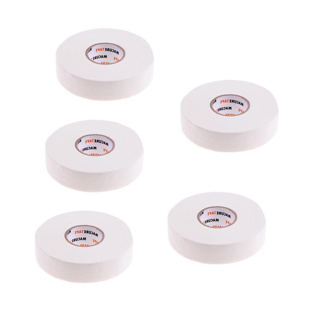 5 Roll Waterproof Adhesive Ice Hockey Cloth Stick Tape 1'' x 25yds -White