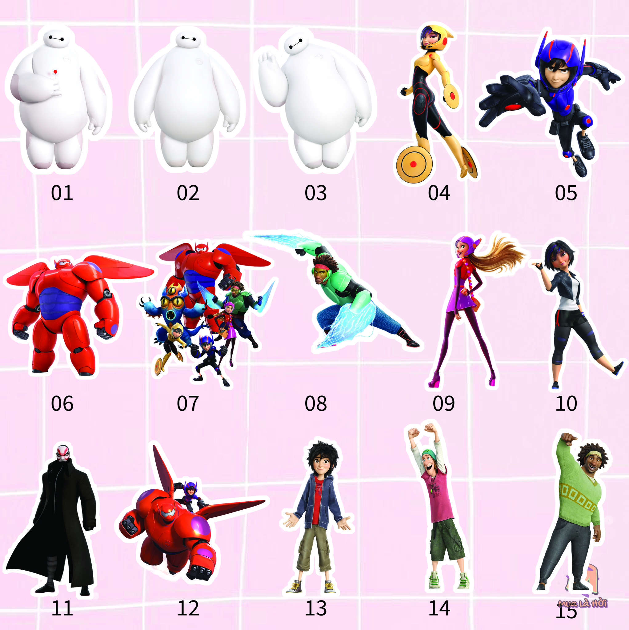 Miếng dán Stickers chủ đề Biệt đội Big Hero 6