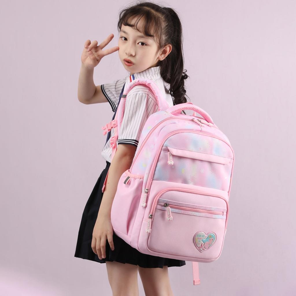 Balo học sinh cấp 1 vải cao cấp chống nước màu pastel dễ thương đi học tiểu học cho bé trai gái 2263
