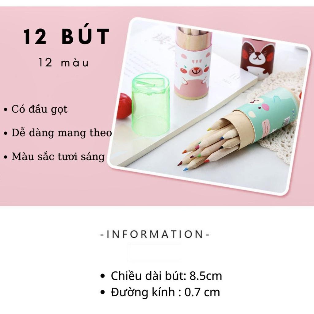 Hộp 12 Chì Màu Kèm Nắp Gọt Chì - Nhíp Shop