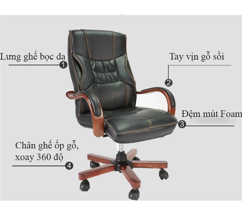 Ghế giám đốc Tundo gỗ uốn chân xoay JN83