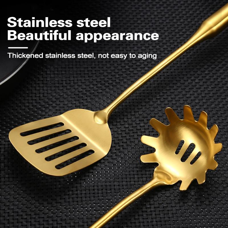 Vàng Thép Không Gỉ Nấu Công Cụ Muỗng Thìa Đũa Bếp Dụng Cụ Nhà Bếp Thìa Đũa Thìa Bộ Đồ Dùng Nhà Bếp Tiện Dụng Tất Cả Mới Nhất