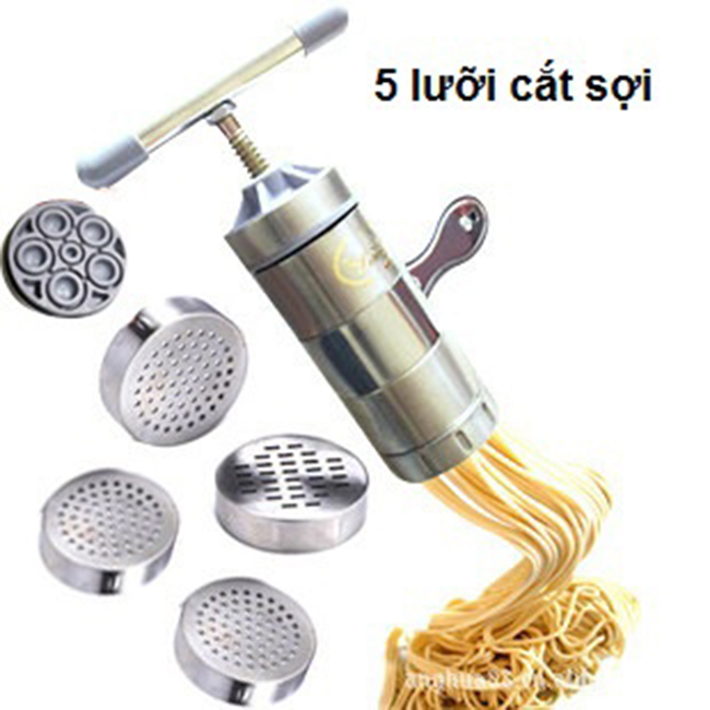 Máy Làm Bún Tươi, Mỳ Sợi 5 Đầu Cắt Inox (Bạc)