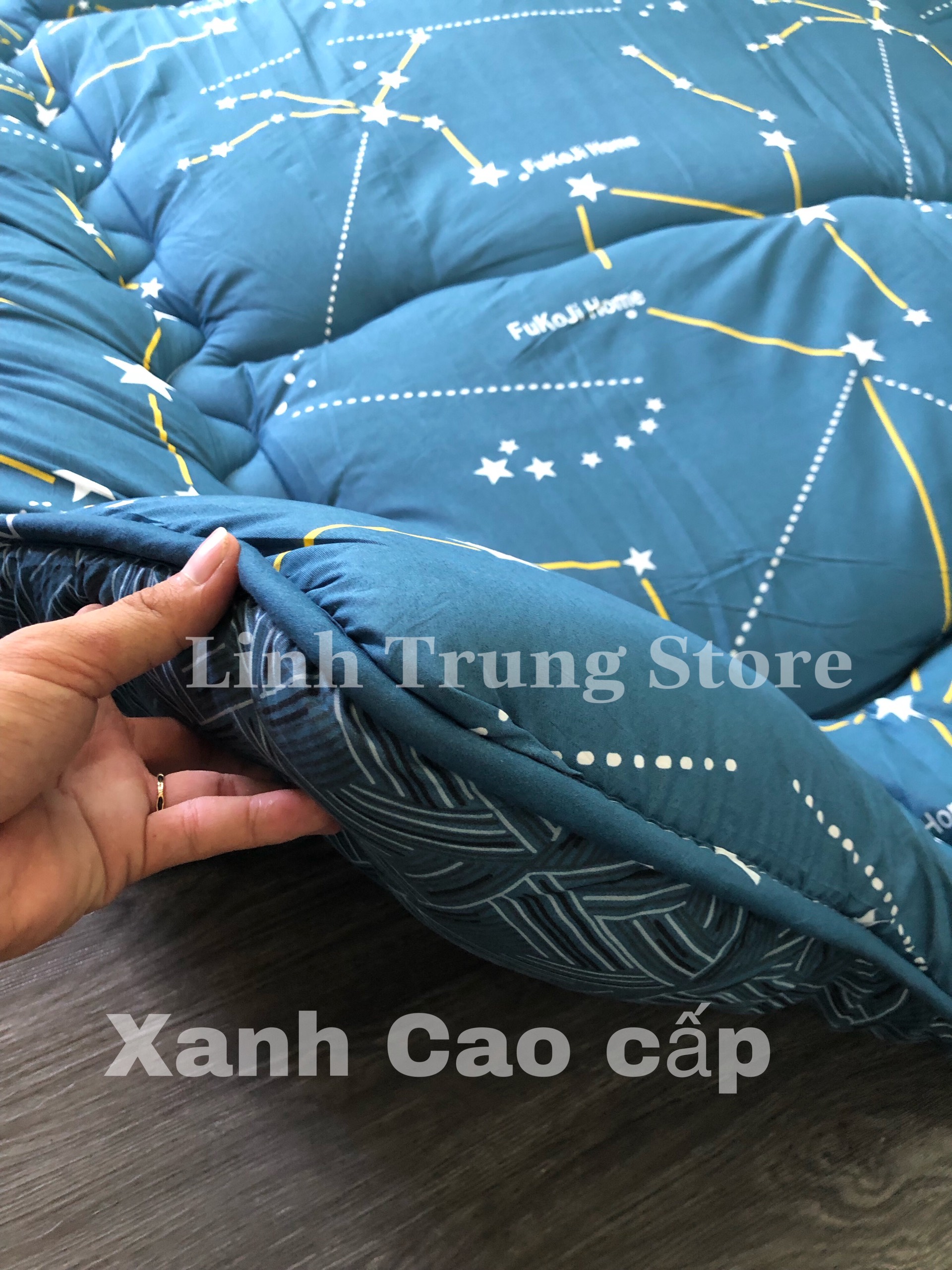 Nệm Bông Gòn Xuất Nhật, Nệm Trải Sàn Tiện Lợi, Đệm Văn Phòng Size 1M X 2M 1.4M X 2M 1.6M X 2M - 1200 X 2000 X 9Cm - Xanh Đậm