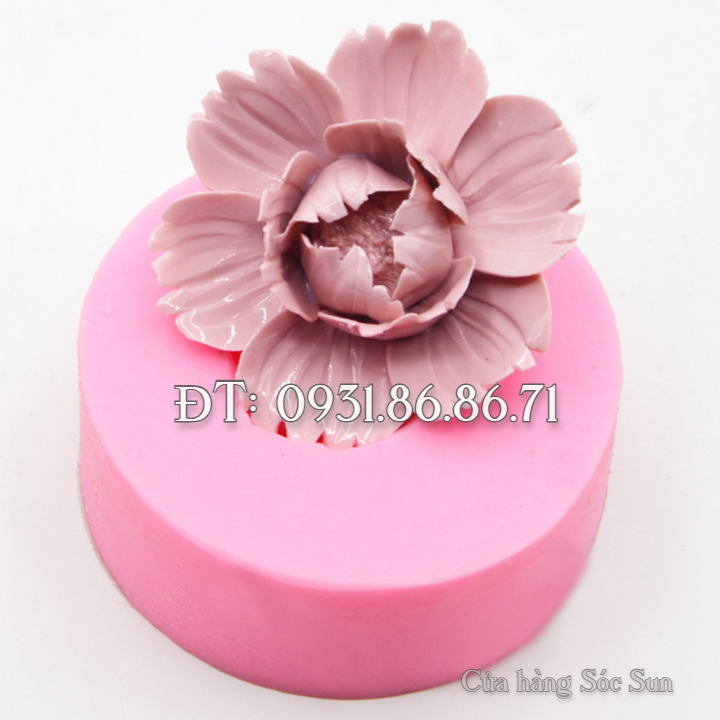 Khuôn silicon hoa mẫu đơn tầng cánh cúp loại 8 cm - Mã số 1636