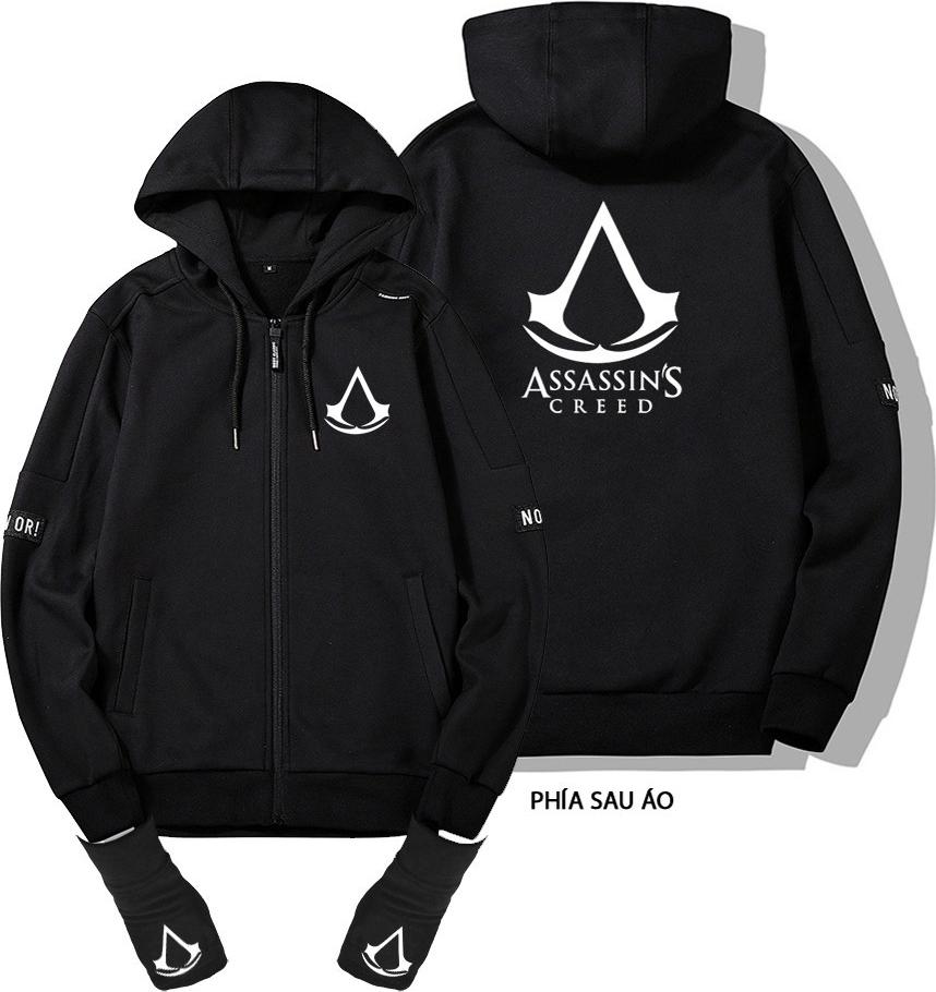 Combo Áo khoác Hoodie, găng tay Assassins Creed