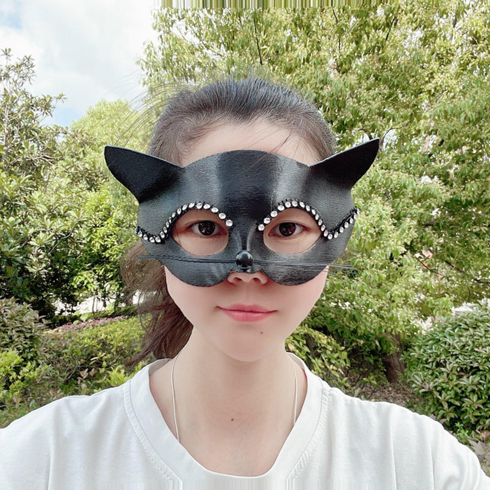 Women Black Cat / Masquerade / Rhinestones Decoration Half Face / Elegant for Fancy Dress Carnival Party Halloween Costume Props