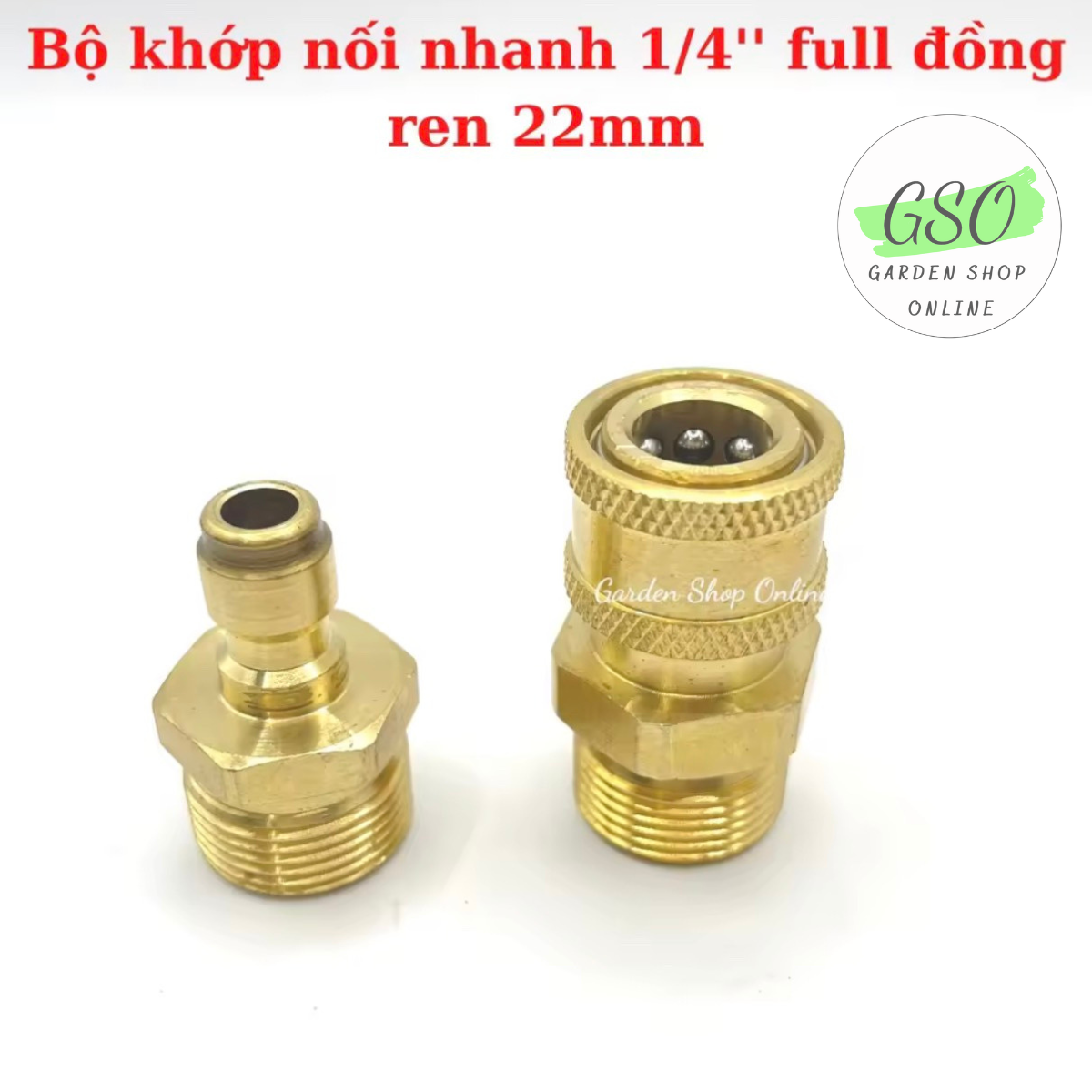 Bộ khớp nối nhanh đầu ra ren 22mm cho máy rửa xe áp lực cao, máy xịt rửa cao áp, máy rửa xe gia đình