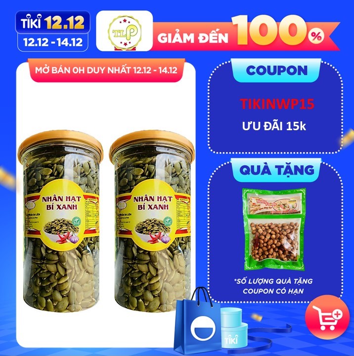 1KG NHÂN HẠT BÍ XANH TÁCH VỎ GIÒN - COMBO 2 HŨ