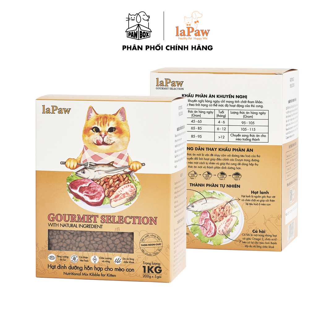 Hạt cho mèo con hỗn hợp dinh dưỡng chuẩn Âu laPaw Gourmet 1KG