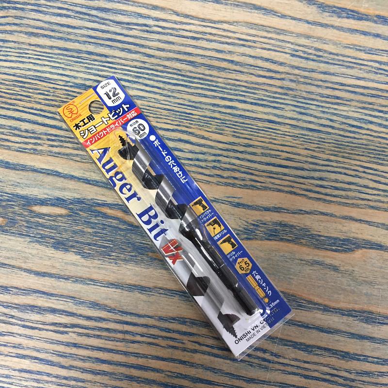 Mũi khoan gỗ xoắn ốc ngắn 12mm đuôi lục giác 6.35mm Onishi