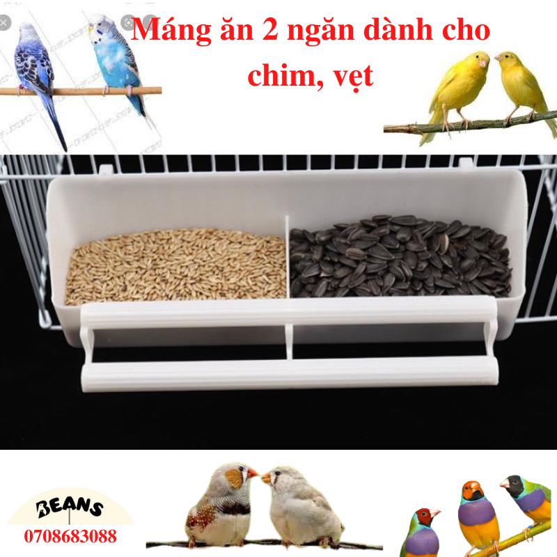 Máng ăn nhựa có móc 2 ngăn hàng nhập dành cho chim và vẹt