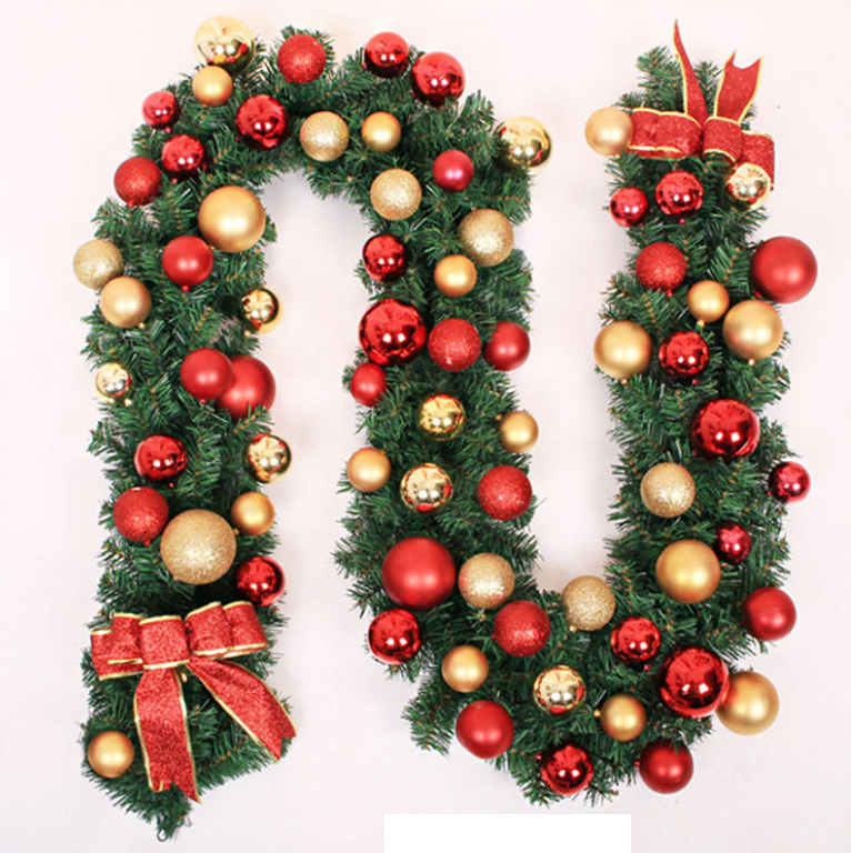 Dây Lá Thông KCS25 Quả Châu Vàng Đỏ Trang Trí Noel Giáng Sinh