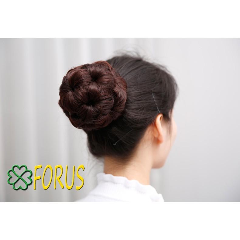 Tóc búi hoa kẹp, tóc giả búi hoa