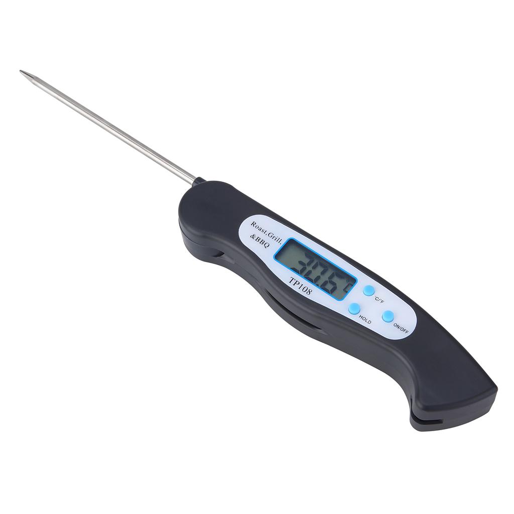 2 Pieces LCD Digital Kitchen Cooking Meat Thermometer Black Foldable