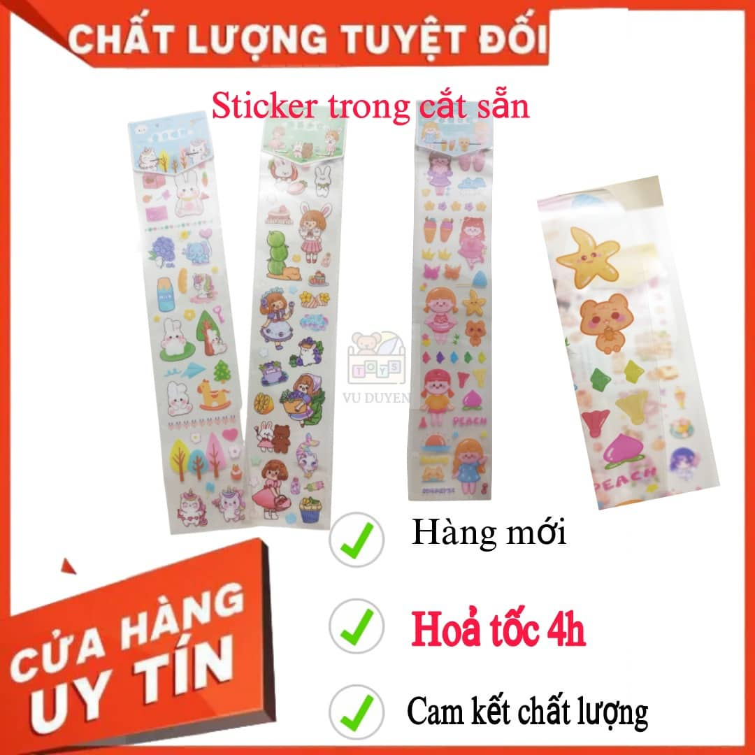 Sticker trong suốt 35 cm nhiều mẫu ngẫu nhiên (đã cắt sẵn)