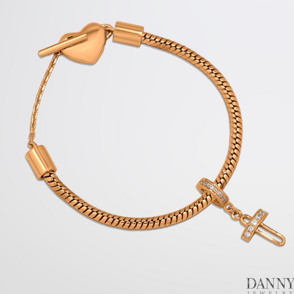 Charm Bạc 925 Danny Jewelry Biểu tượng Thánh Giá Đính Đá CZ Xi Rhodium/Vàng hồng PK009S