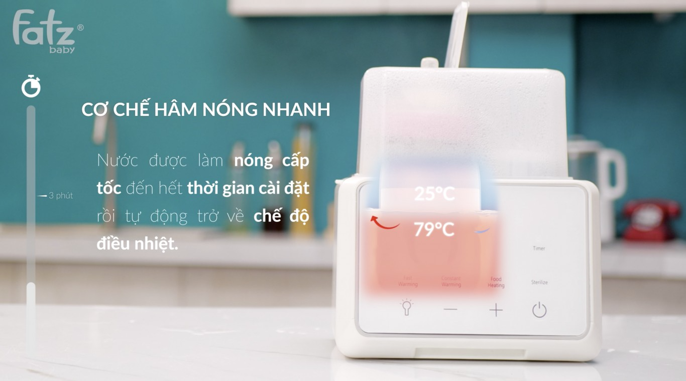 Máy hâm sữa tiệt trùng điện tử 2 bình Duo 3 plus cao cấp