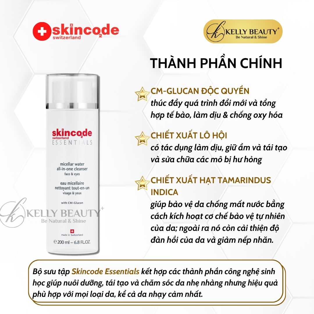 Nước Tẩy Trang Kiêm Rửa Mặt Skincode Essentials Micellar Water All-In-One Cleanser | Kelly Beauty
