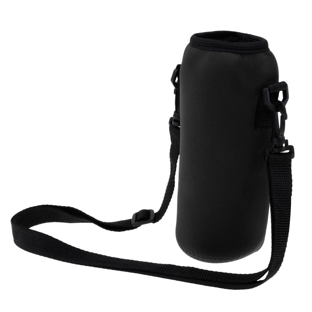 2x1000ml Sports Water Bottle Holder Sleeve Bag Neoprene Carry Pouch Case Black