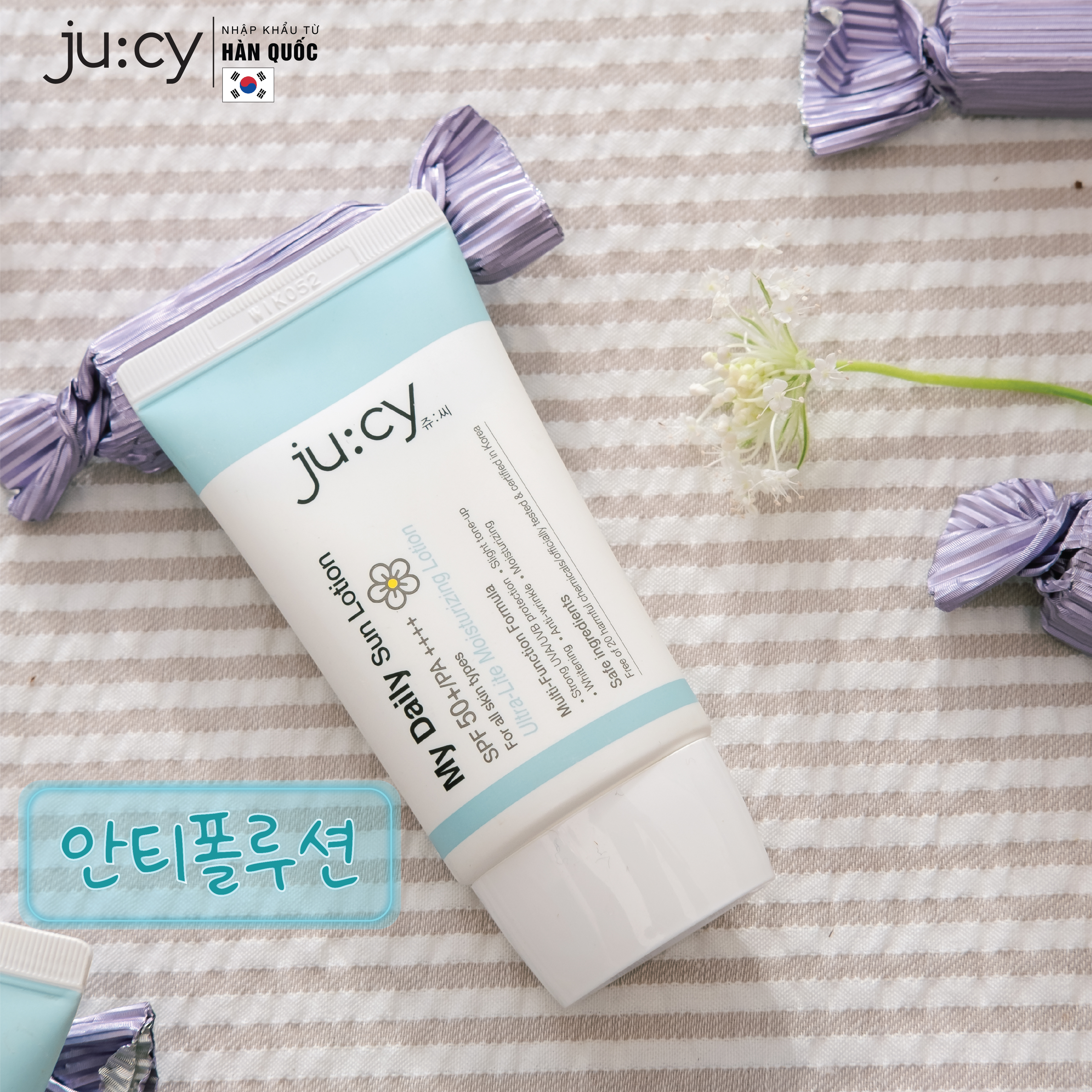 Kem chống nắng kiềm dầu dưỡng da căng bóng Hàn Quốc Ju:cy My Daily Sun Lotion.