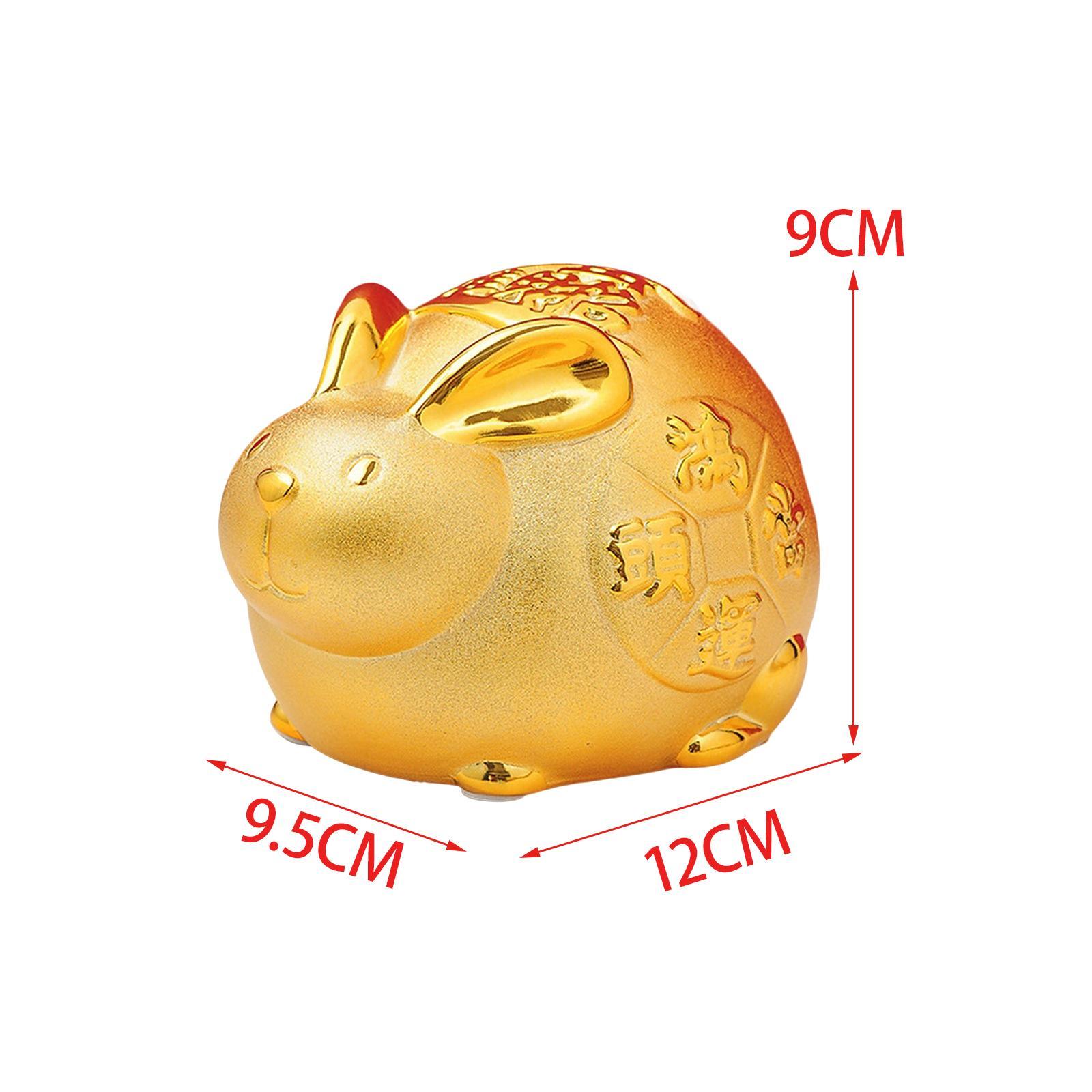 Lucky Rabbit Money Bank Bunny Figurines Statue Storage Case Desktop Display Money Saving Pot Jar for Presents Office Home Decor Business