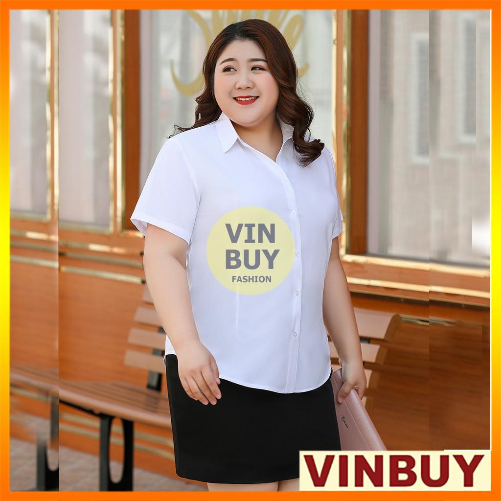 áo sơ mi trắng nữ bigsize VINBUY form áo lên đến 90kg - 100kg