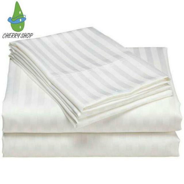 Bộ drap cotton sọc cho khách sạn