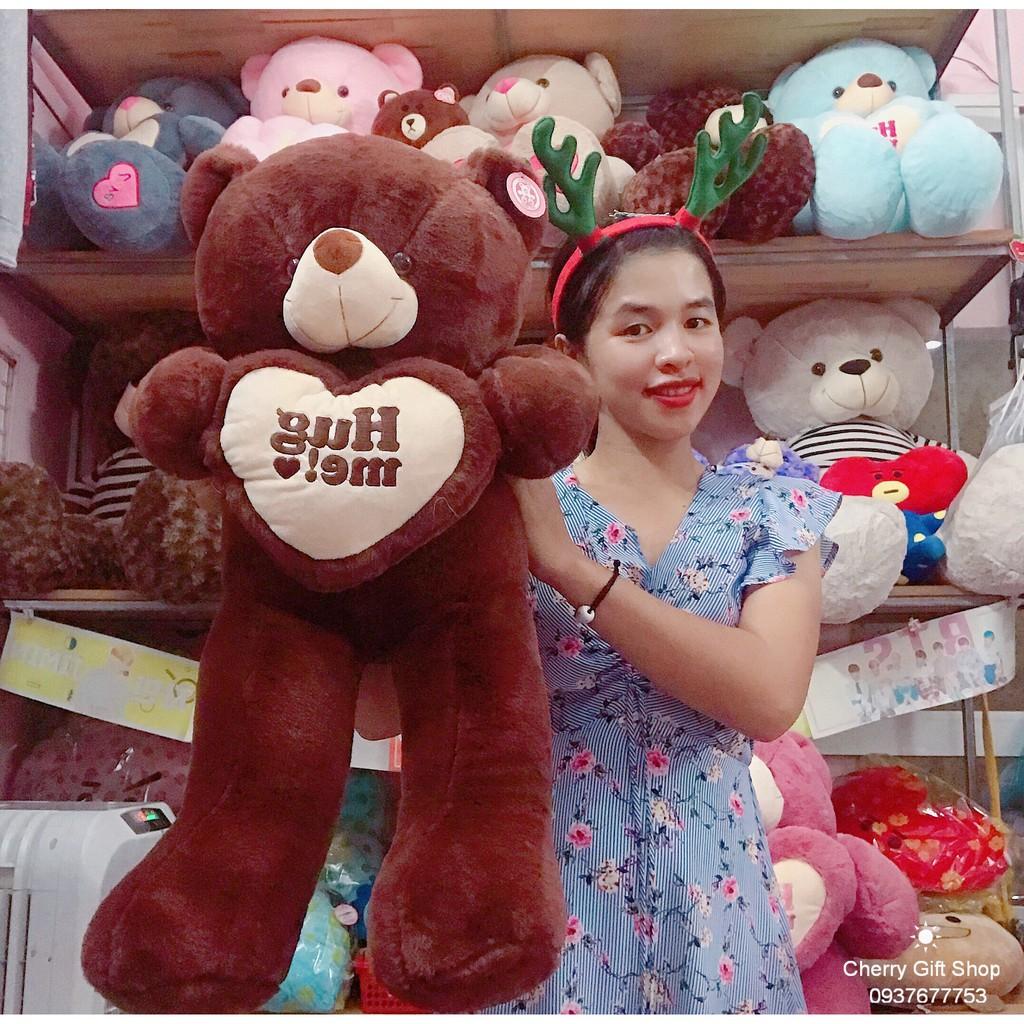 Gấu Bông Teddy Ôm Tim Cao Cấp 90cm Ảnh Shop Chụp