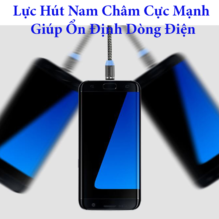 Combo Dây Cáp Sạc Từ Tính Hút Nam Châm Tốc Độ 2.4A 3 Đầu Chân YBD Cổng USB Type C Nhiều Màu Nhiều Kích Thước Lựa Chọn - Xám - 2M