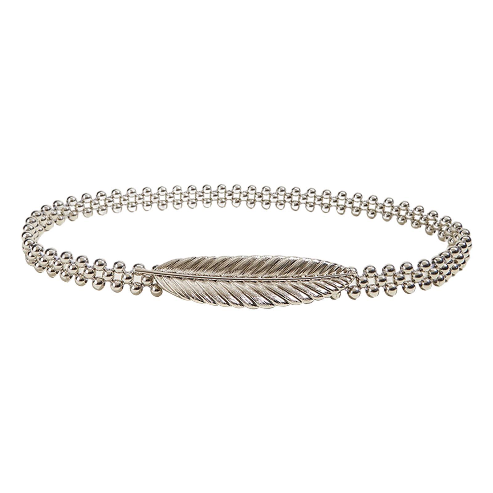 Women's Skinny Belt Metal Chain Waist Belt Elastic Wedding Bridal Belt Waist Band