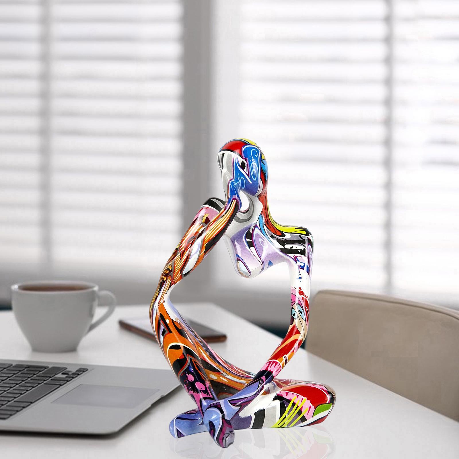 Abstract Thinker Statue Resin Figurine Ornament for Tabletop Bookshelf Decor