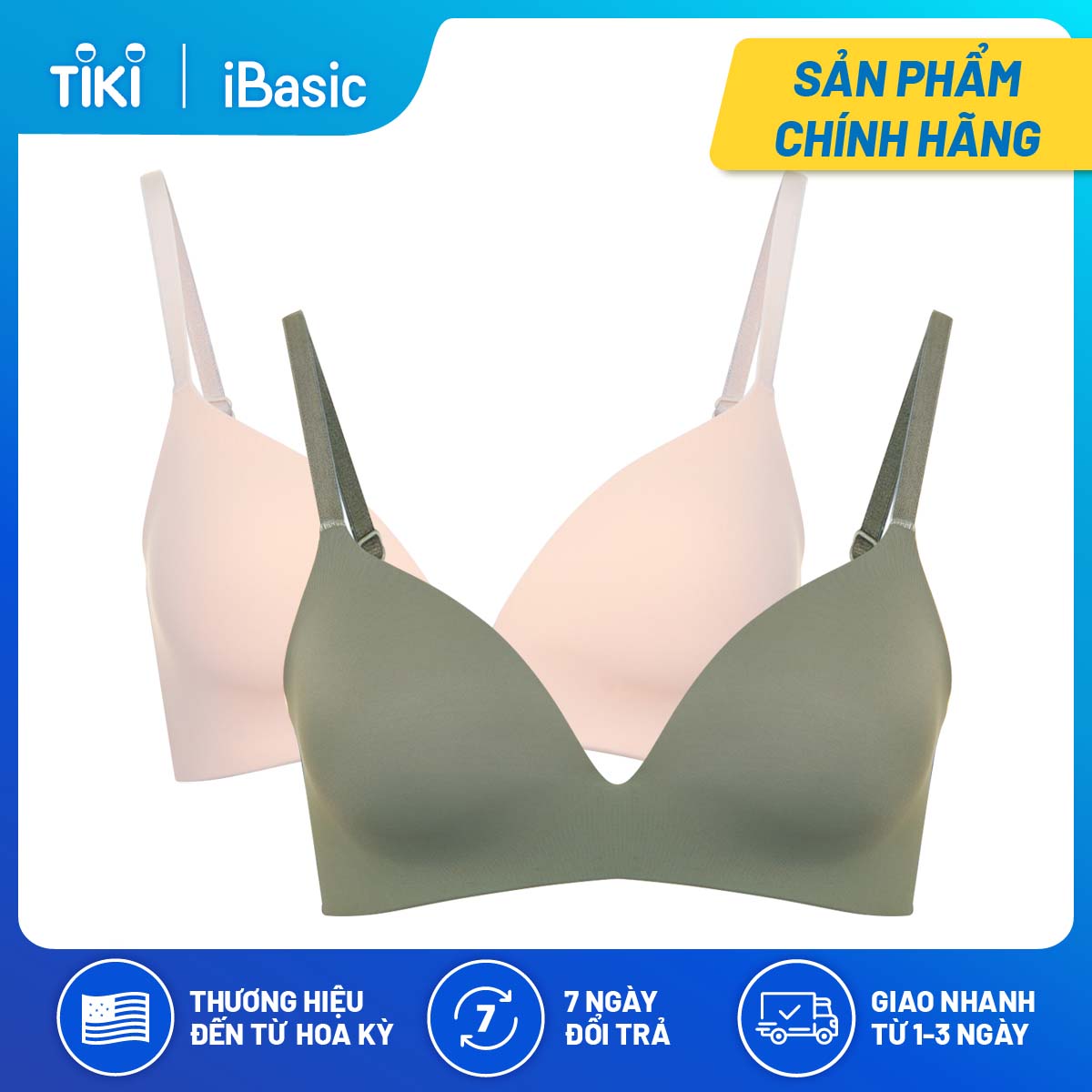 Hình ảnh Combo 2 áo ngực không đường may trơn mút mỏng T-shirt iBasic BRAW034