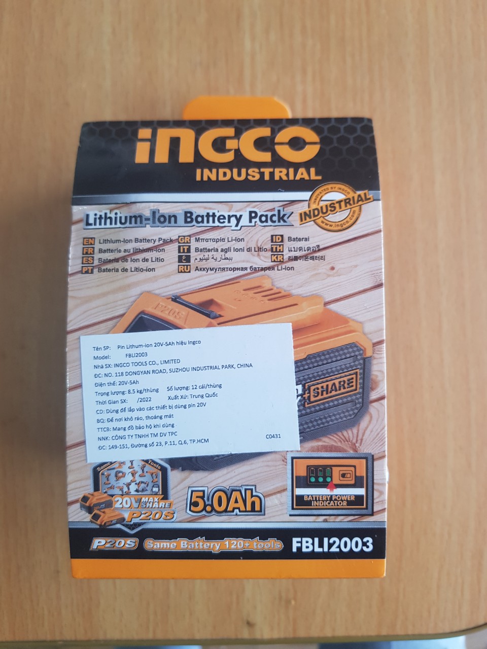 Pin Lithium  20V/5Ah ingco FBLI2003
