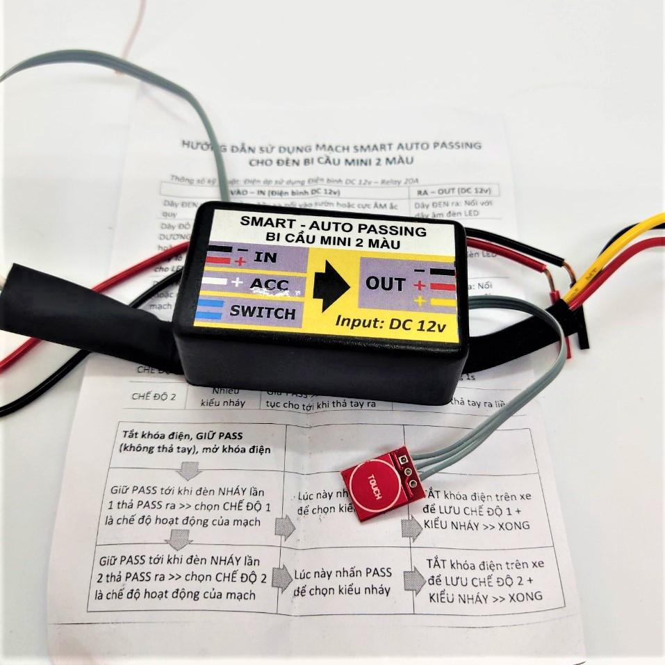 Công tắc cảm ứng xe máy xuyên nhựa passing đèn trợ sáng auto 4 chế độ có học lệnh mẫu mới