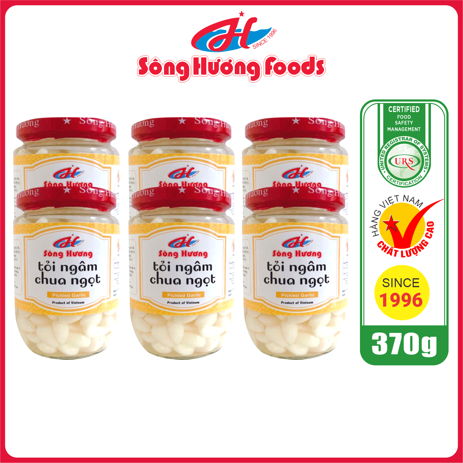 6 Hũ Tỏi Ngâm Chua Ngọt Sông Hương Foods Hũ 370g