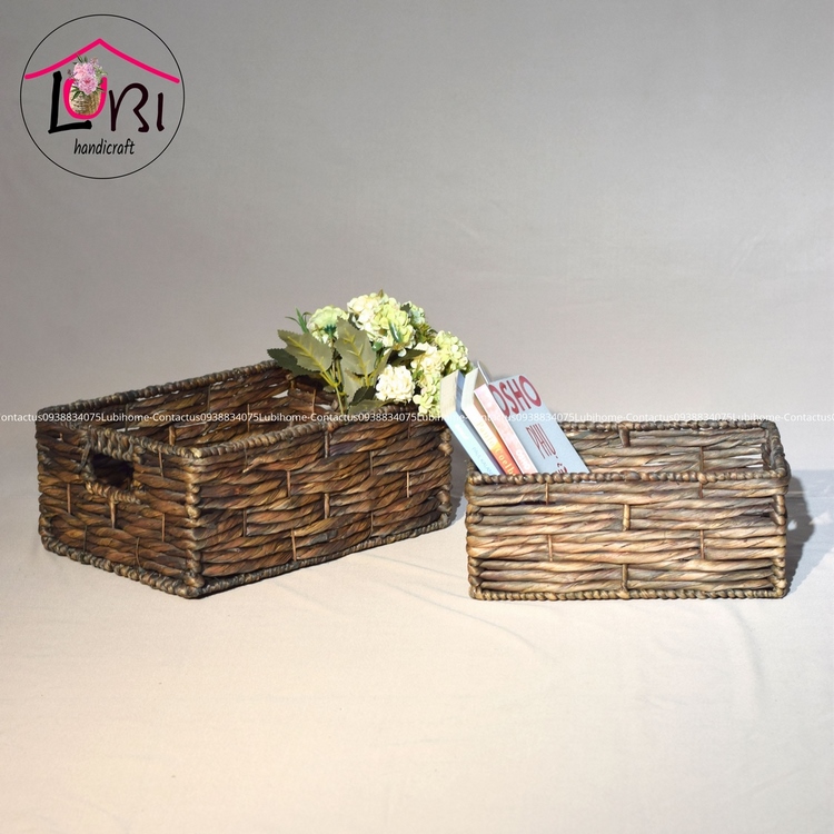 Giỏ lục bình đan vặn ba sợi ngang