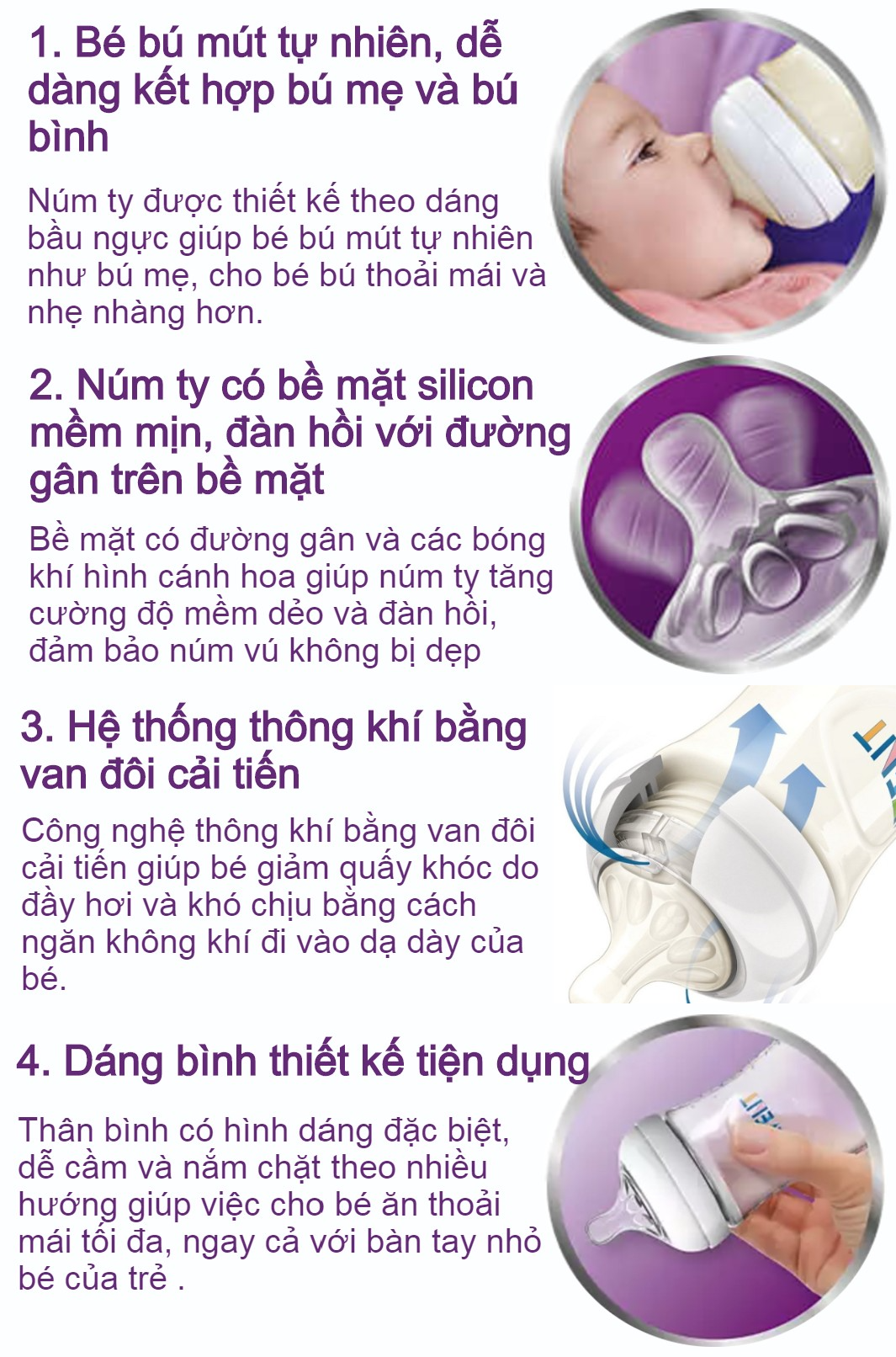 Bộ 2 bình sữa Mô phỏng tự nhiên bằng nhựa Philips Avent cho trẻ từ 6 tháng 330ml (SCF696/23)