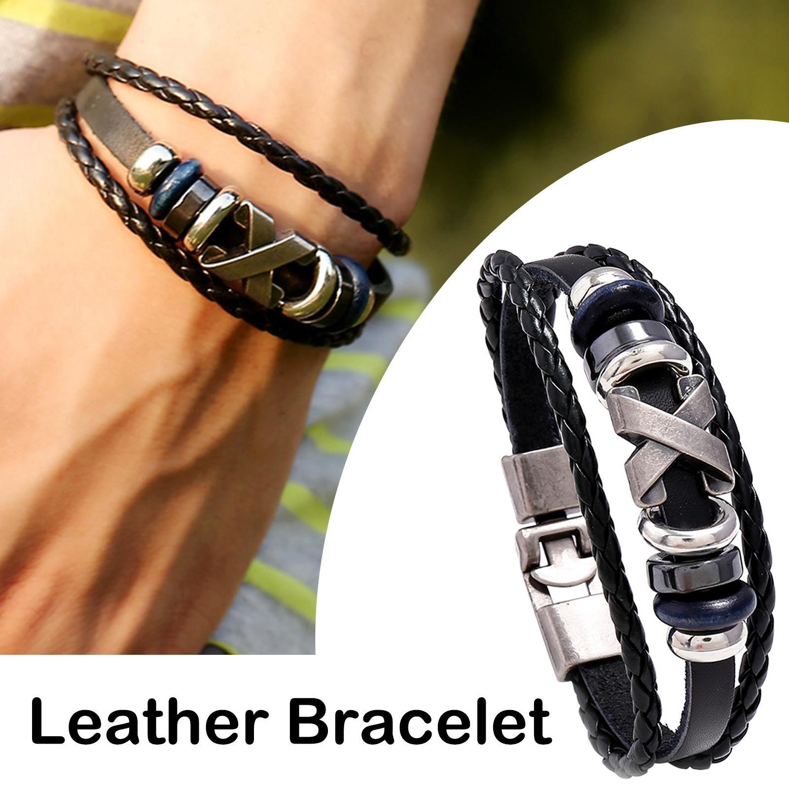 Fashion Braided Leather Bracelet Bangles Rope Multilayered Men Women