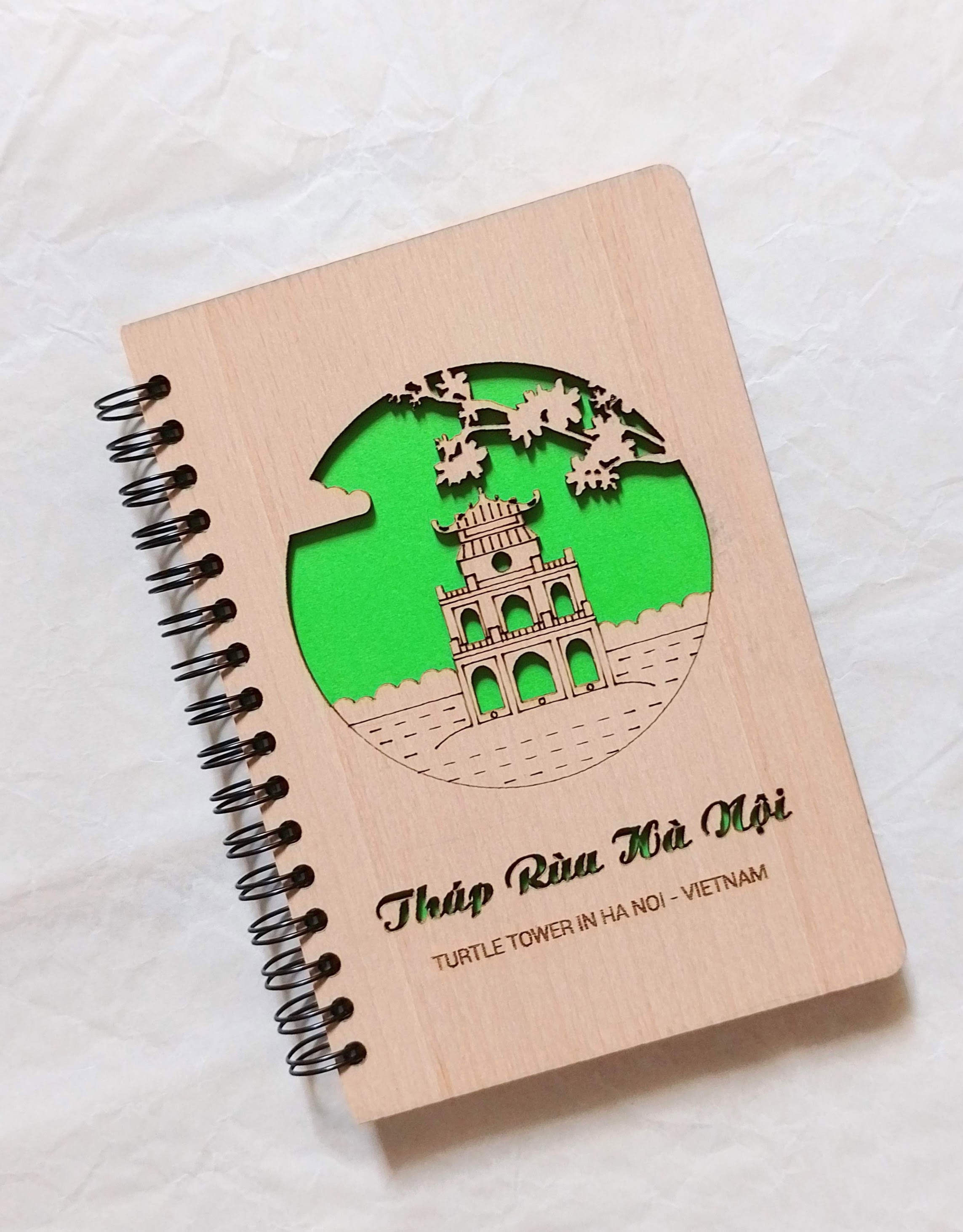 Sổ Tay Handmade Bìa Gỗ Khắc Hoa Văn